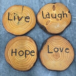 Hand Crafted Wooden Coasters - Live, Laugh, Hope, Love